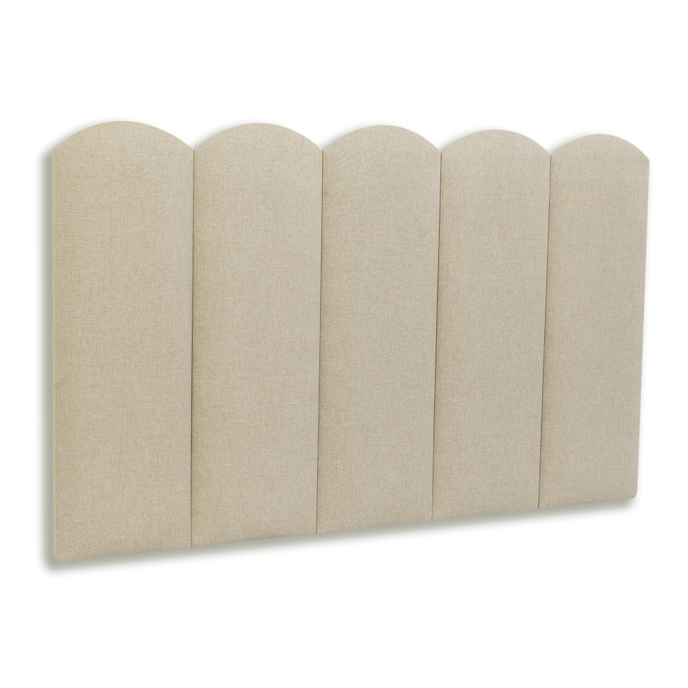 Cabeceira Solteiro Estofada Para Cama Box Kit 5 Placas Adesivas - Modelo Nuvem Linho Cru