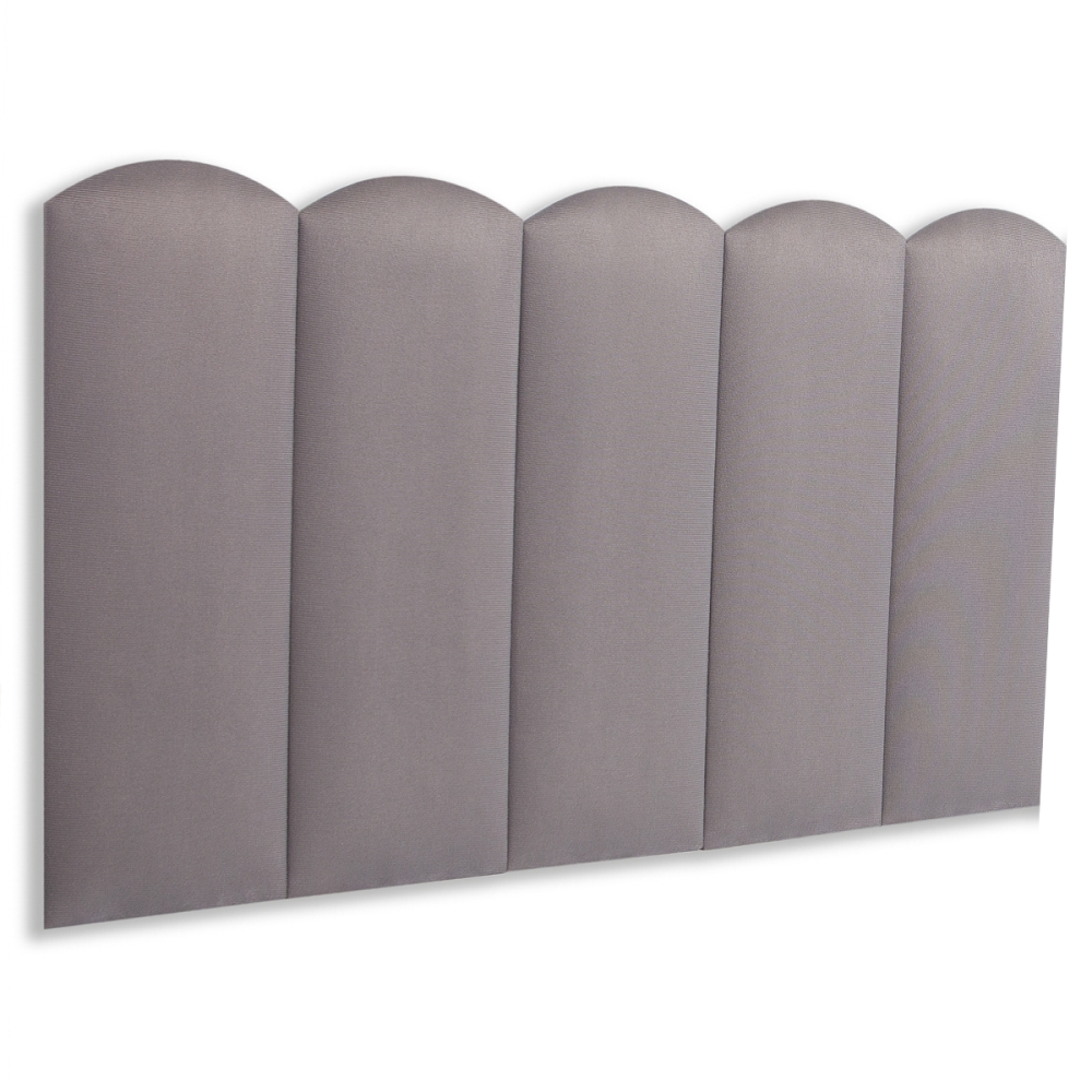 Cabeceira Solteiro Estofada Para Cama Box Kit 5 Placas Adesivas - Modelo Nuvem Suede Cinza