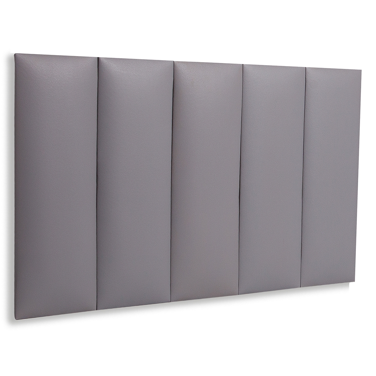 Cabeceira Solteiro Estofada Para Cama Box Kit 5 Placas Adesivas - Modelo Reta Courino Cinza