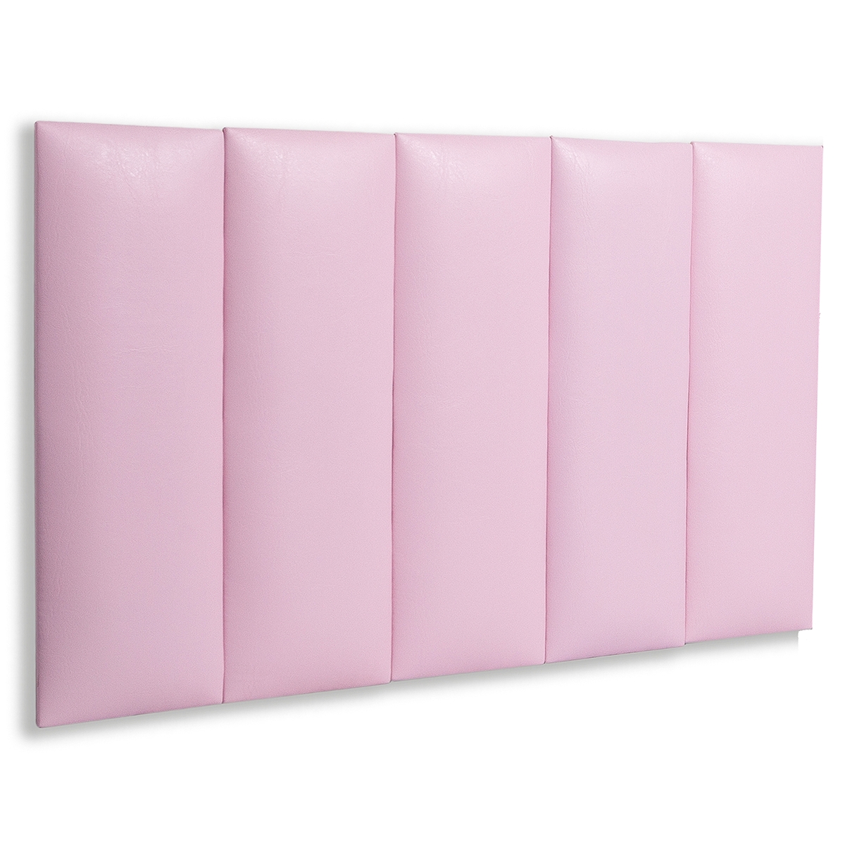 Cabeceira Solteiro Estofada Para Cama Box Kit 5 Placas Adesivas - Modelo Reta Courino Rosa