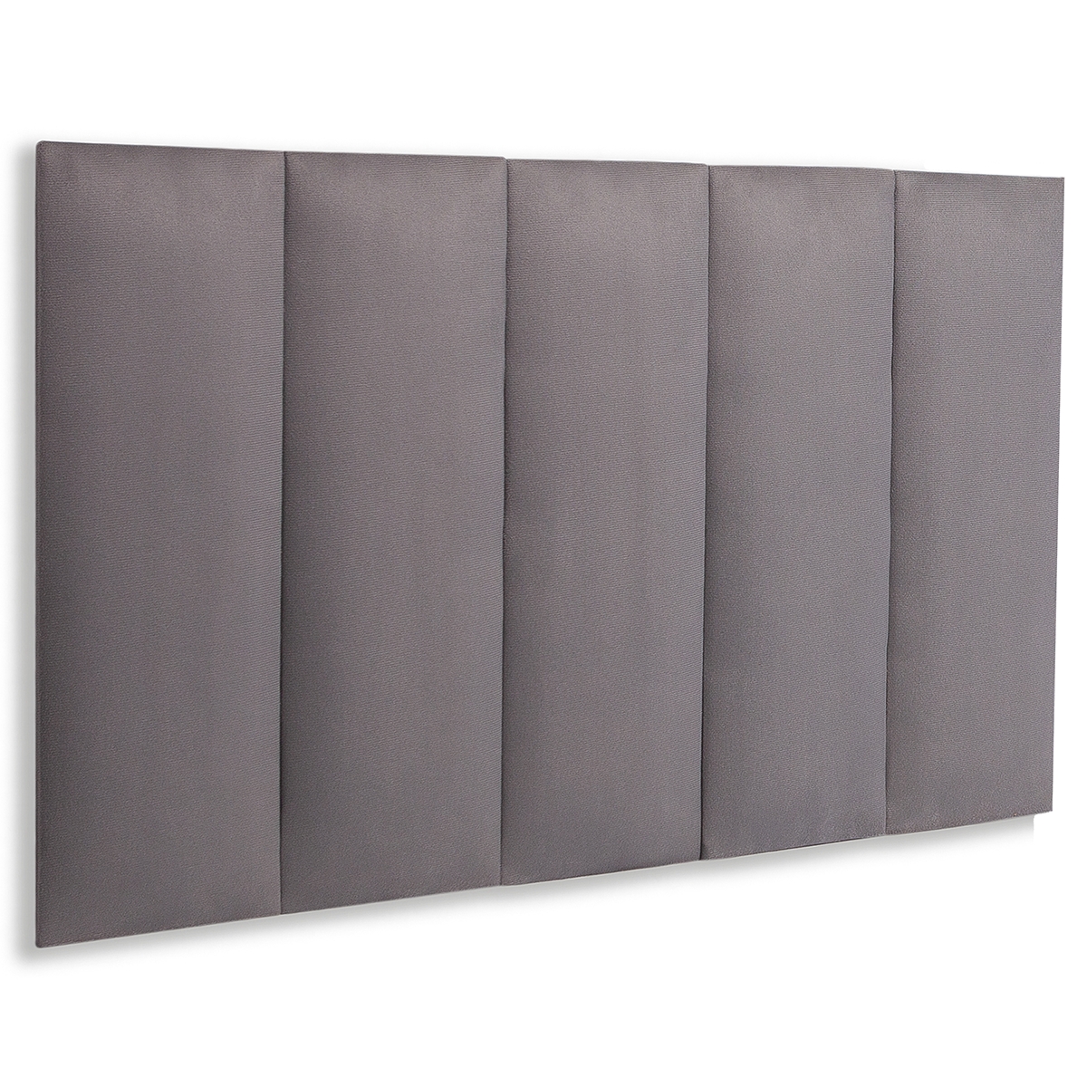 Cabeceira Solteiro Estofada Para Cama Box Kit 5 Placas Adesivas - Modelo Reta Suede Cinza