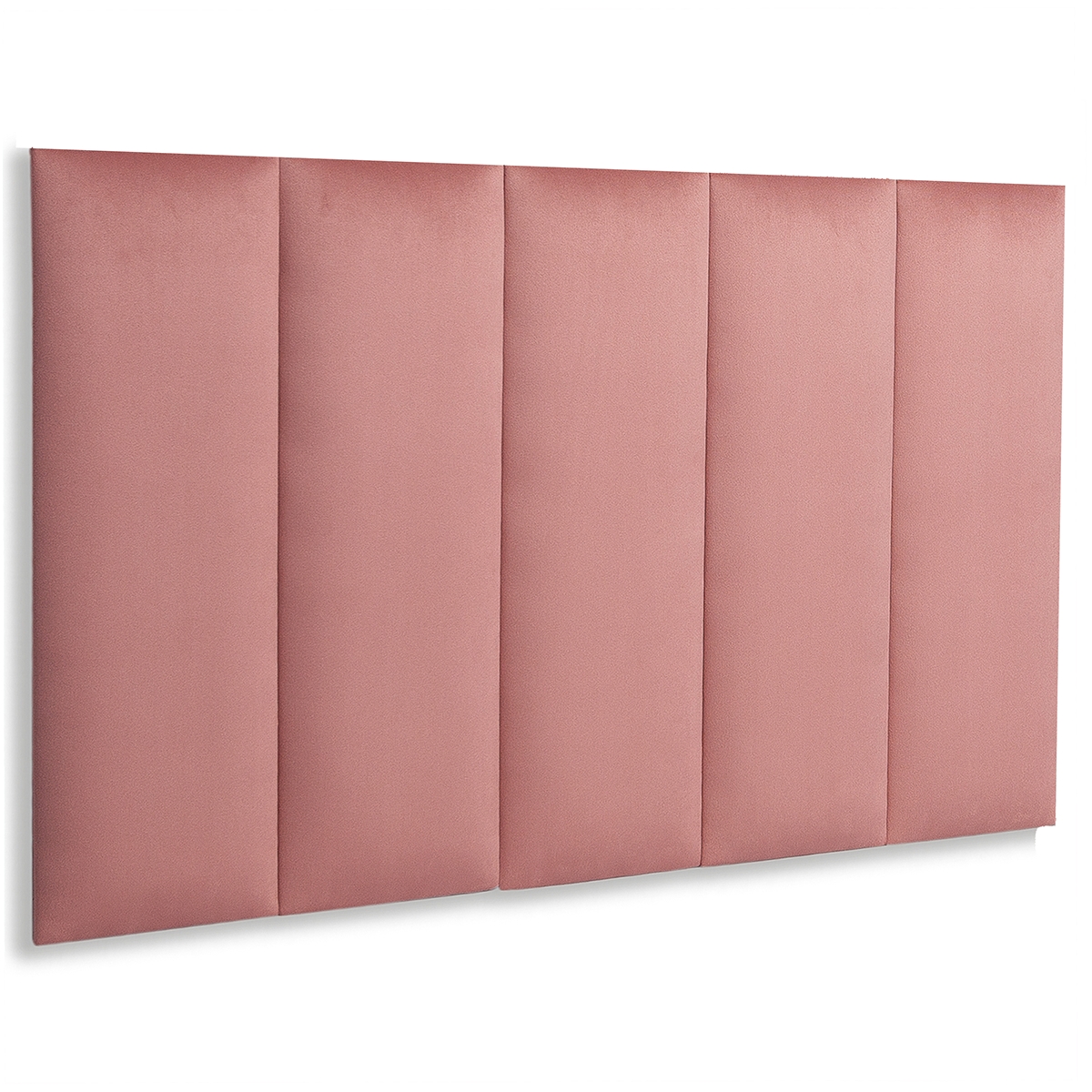 Cabeceira Solteiro Estofada Para Cama Box Kit 5 Placas Adesivas - Modelo Reta Veludo Rosê