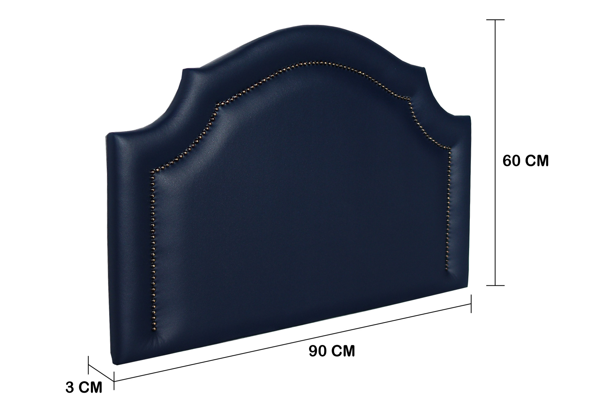 Cabeceira Solteiro Provençal 90x60cm Courino Azul - Tachas Fumê