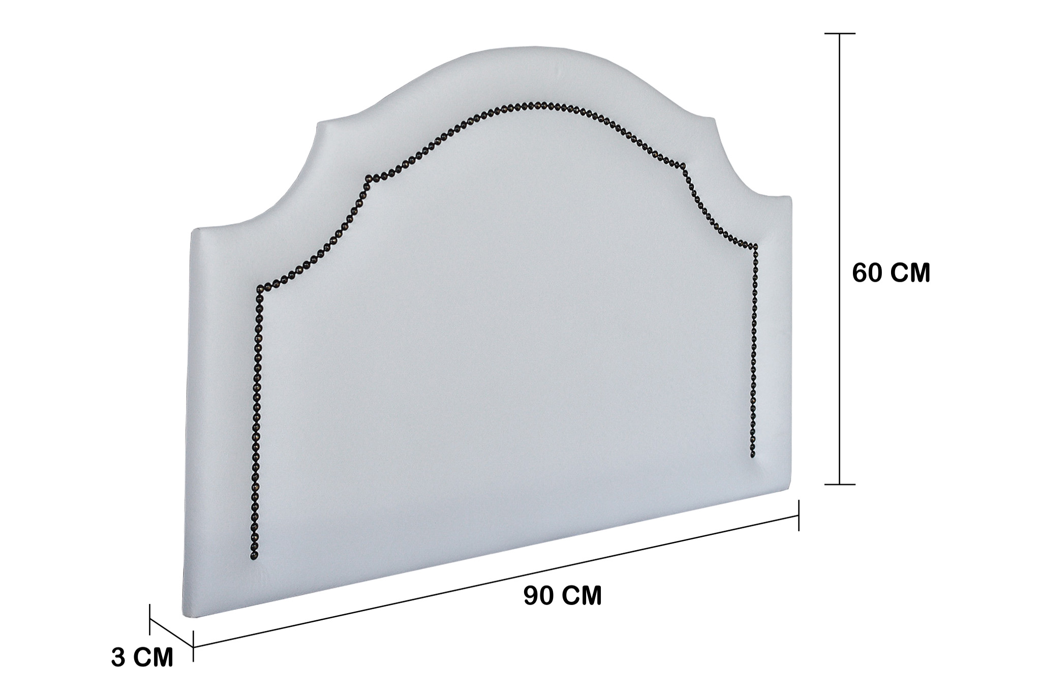 Cabeceira Solteiro Provençal 90x60cm Courino Branco - Tachas Fumê