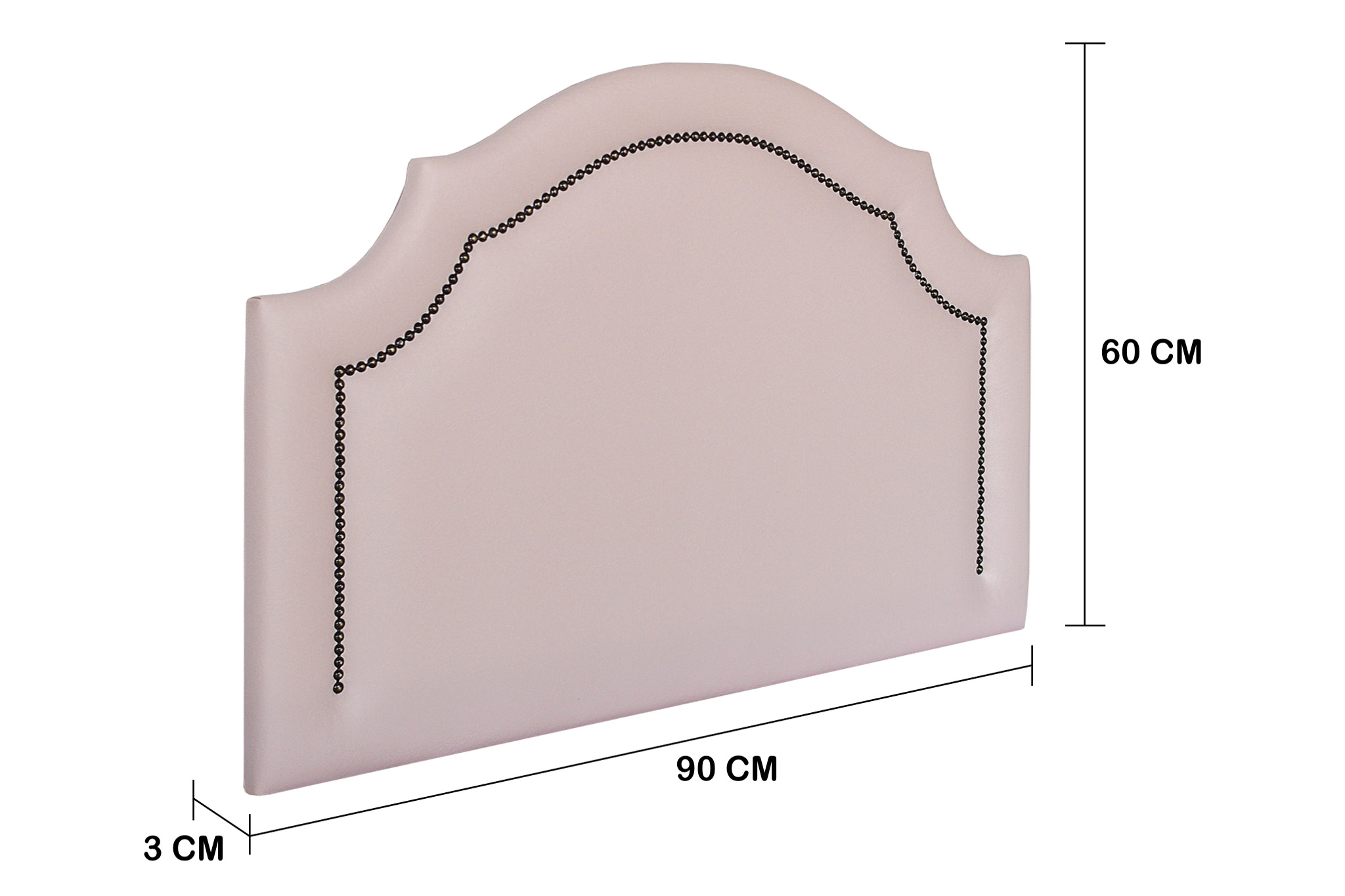 Cabeceira Solteiro Provençal 90x60cm Courino Rosa - Tachas Fumê