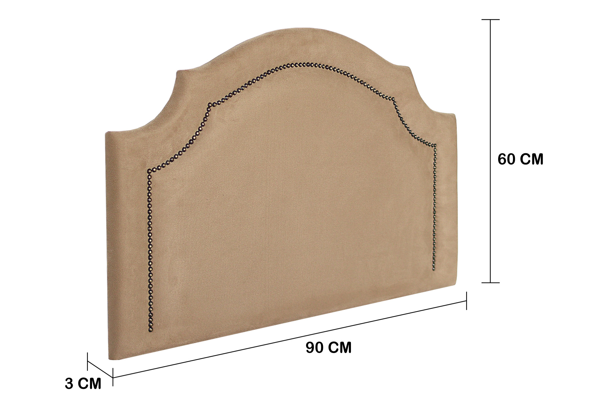 Cabeceira Solteiro Provençal 90x60cm Suede Bege - Tachas Fumê