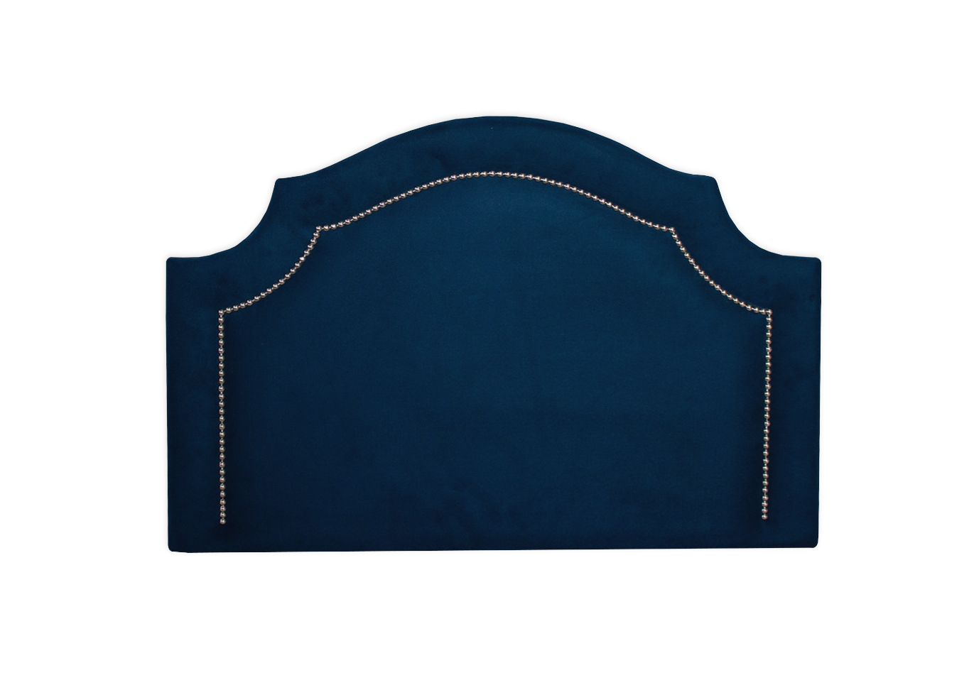 Cabeceira Solteiro Provençal 90x60cm Veludo Azul - Tachas Prata