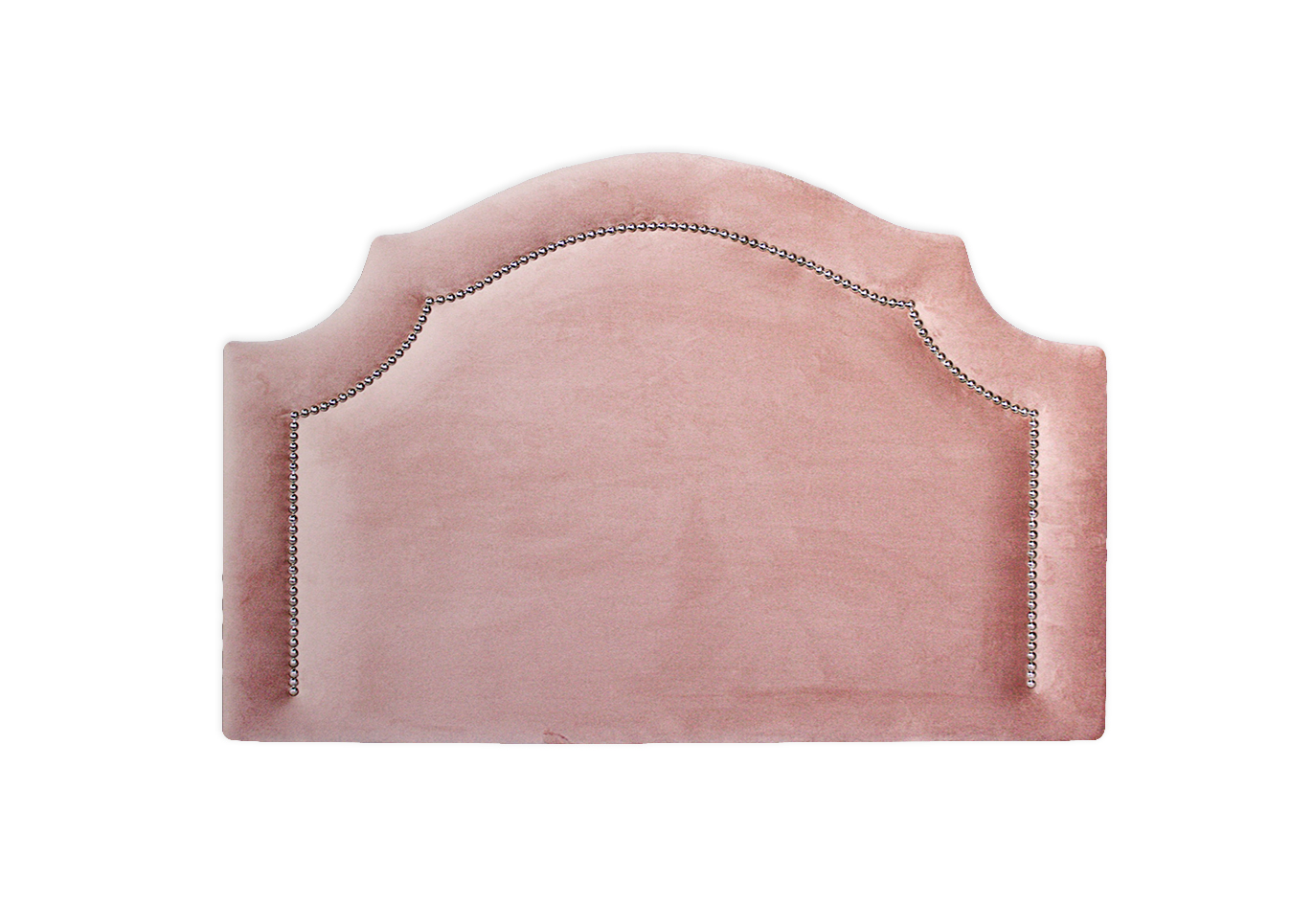 Cabeceira Solteiro Provençal 90x60cm Veludo Rosê - Tachas Prata