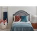 Cabeceira Solteiro Provençal Dupla 90x60 Suede Cinza - Tachas Fumê