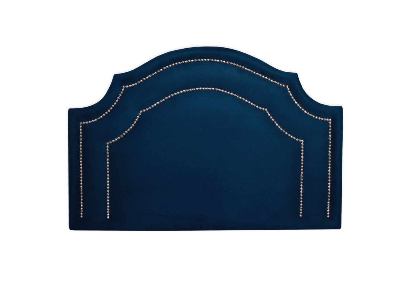 Cabeceira Solteiro Provençal Dupla 90x60 Veludo Azul - Tachas Prata