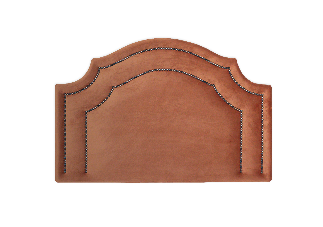 Cabeceira Solteiro Provençal Dupla 90x60 Veludo Terracota - Tachas Fumê