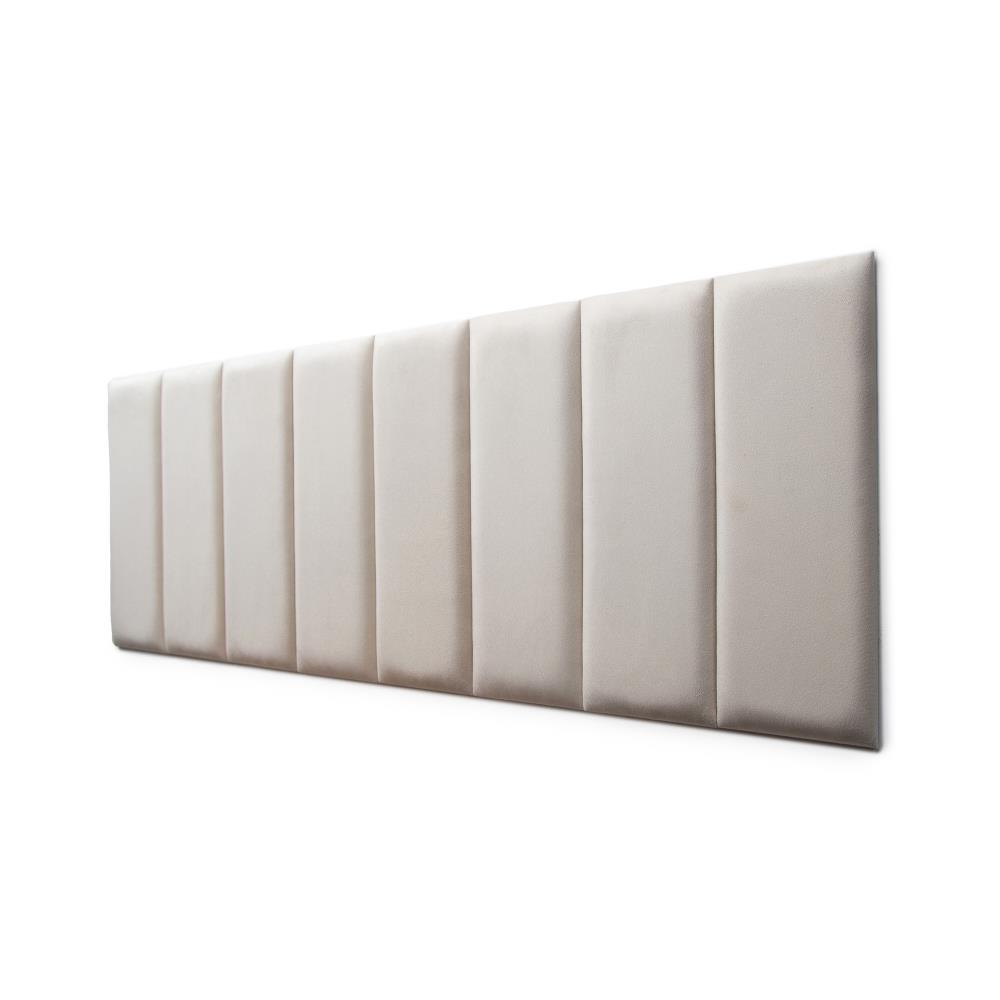 Placas Cabeceira Modulada Reta  Adesiva Queen Estofada 160cm x 60cm Kit 8 Placas - Suede Off White