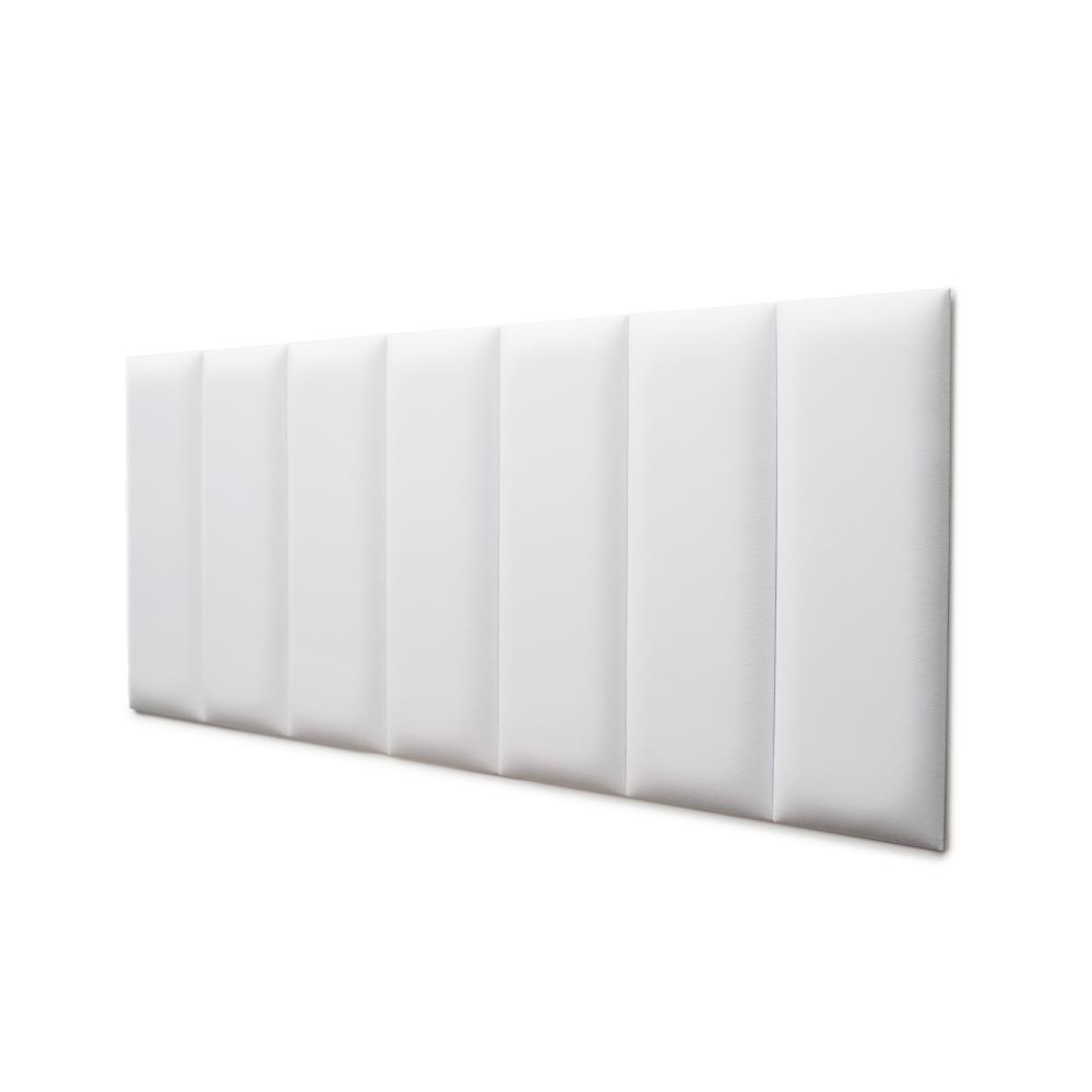 Placas Cabeceira Modulada Reta Adesiva Casal Estofada 140cm x 60cm Kit 7 Placas - Courino Branco