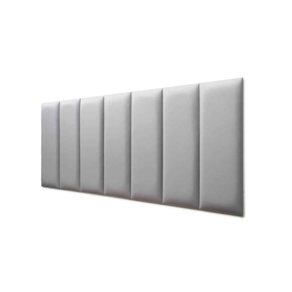 Placas Cabeceira Modulada Reta Adesiva Casal Estofada 140cm x 60cm Kit 7 Placas - Courino Cinza