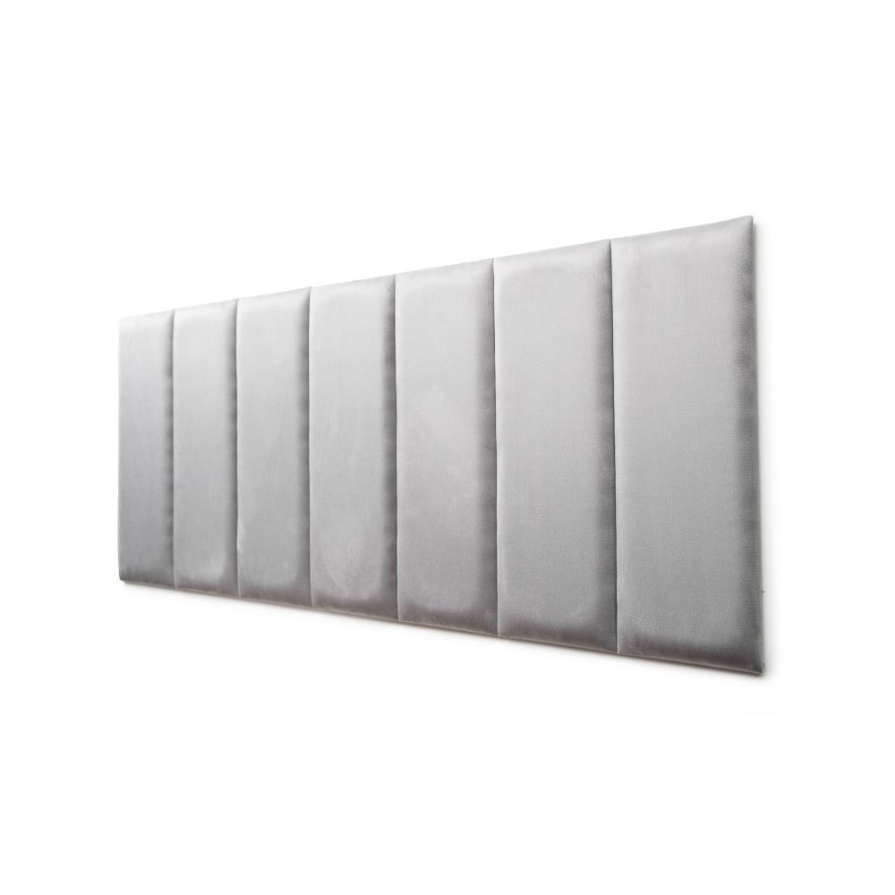 Placas Cabeceira Modulada Reta Adesiva Casal Estofada 140cm x 60cm Kit 7 Placas - Suede Cinza