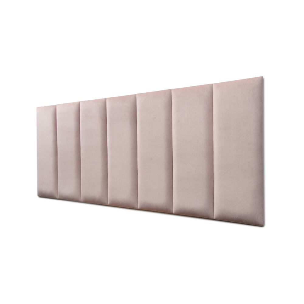 Placas Cabeceira Modulada Reta Adesiva Casal Estofada 140cm x 60cm Kit 7 Placas - Veludo Nude