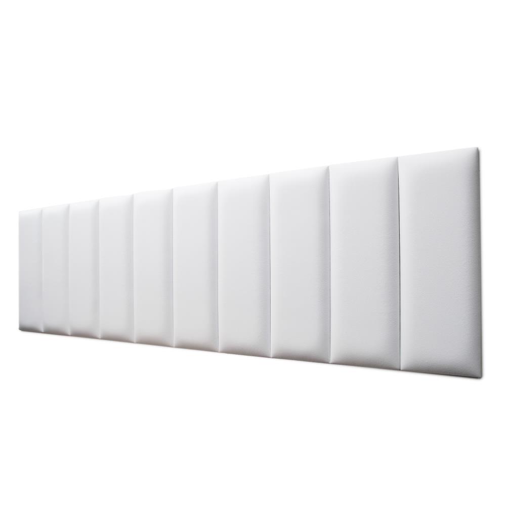 Placas Cabeceira Modulada Reta Adesiva King Estofada 200cm x 60cm Kit 10 Placas - Courino Branco