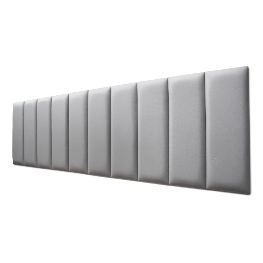 Placas Cabeceira Modulada Reta Adesiva King Estofada 200cm x 60cm Kit 10 Placas - Courino Cinza