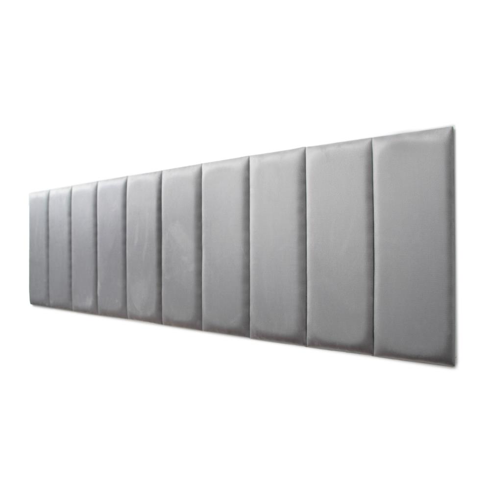 Placas Cabeceira Modulada Reta Adesiva King Estofada 200cm x 60cm Kit 10 Placas - Suede Cinza