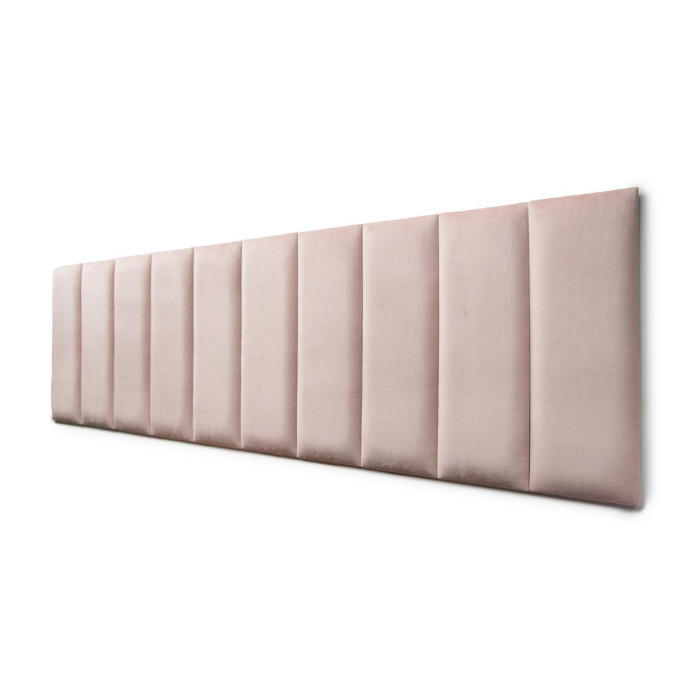 Placas Cabeceira Modulada Reta Adesiva King Estofada 200cm x 60cm Kit 10 Placas - Veludo Nude