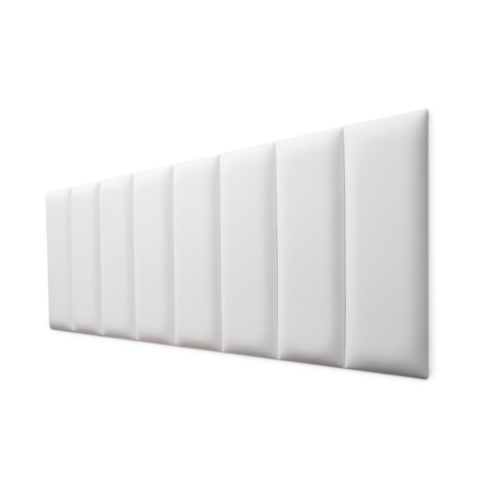 Placas Cabeceira Modulada Reta Adesiva Queen Estofada 160cm x 60cm Kit 8 Placas - Courino Branco