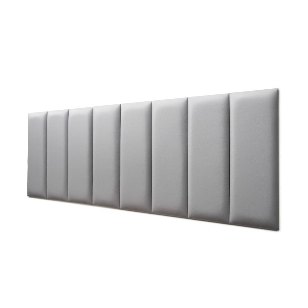 Placas Cabeceira Modulada Reta Adesiva Queen Estofada 160cm x 60cm Kit 8 Placas - Courino Cinza