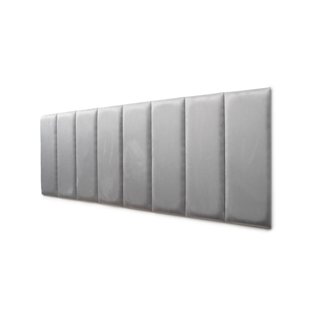 Placas Cabeceira Modulada Reta Adesiva Queen Estofada 160cm x 60cm Kit 8 Placas - Suede Cinza