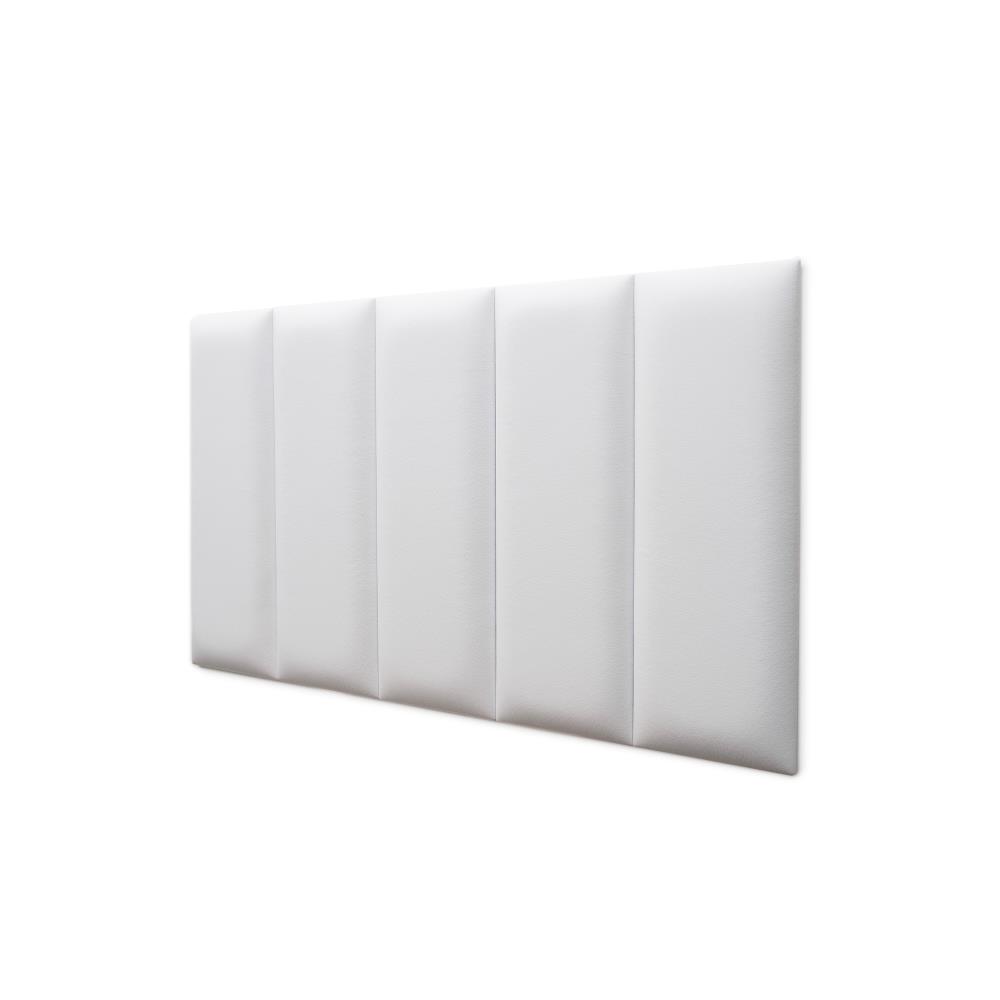 Placas Cabeceira Modulada Reta Adesiva Solteiro Estofada 100cm x 60cm Kit 5 Placas - Courino Branco