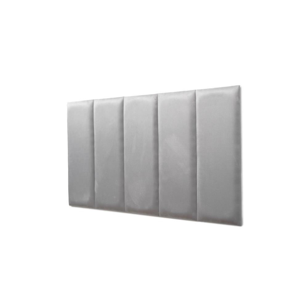 Placas Cabeceira Modulada Reta Adesiva Solteiro Estofada 100cm x 60cm Kit 5 Placas - Suede Cinza