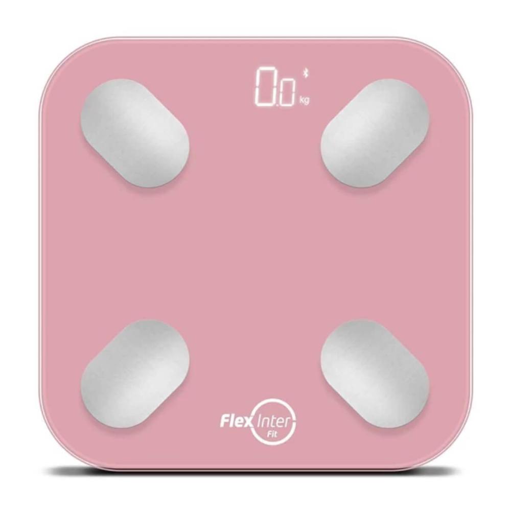 Balança Digital Smart Corporal Bioimpedância FlexInter 180kg Rosa App Android e IOS