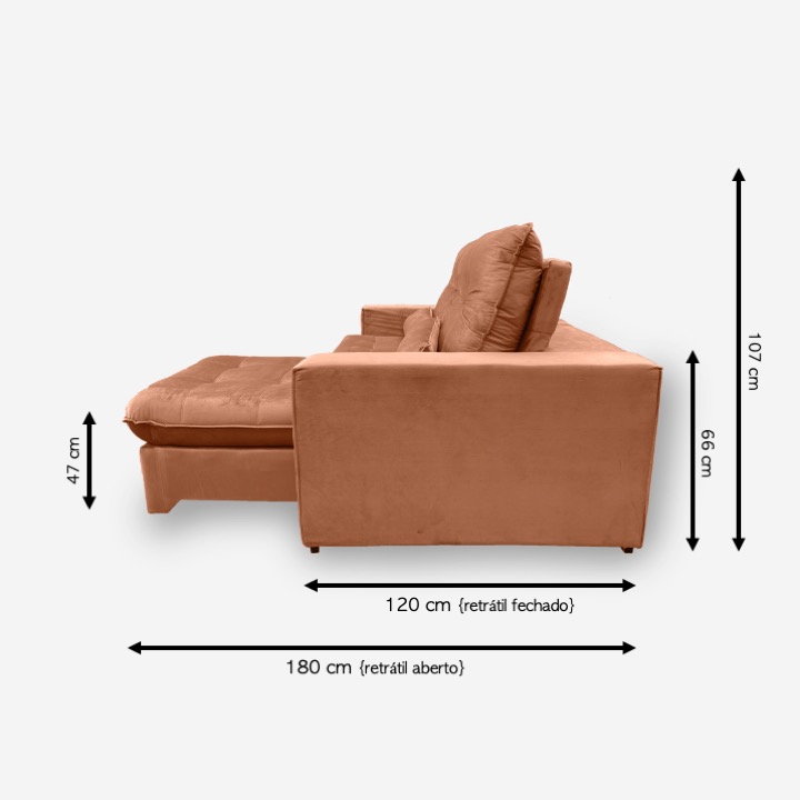 Sofá Atlanta 2 Lugares 1,70 metros Veludo - 20 Terracota