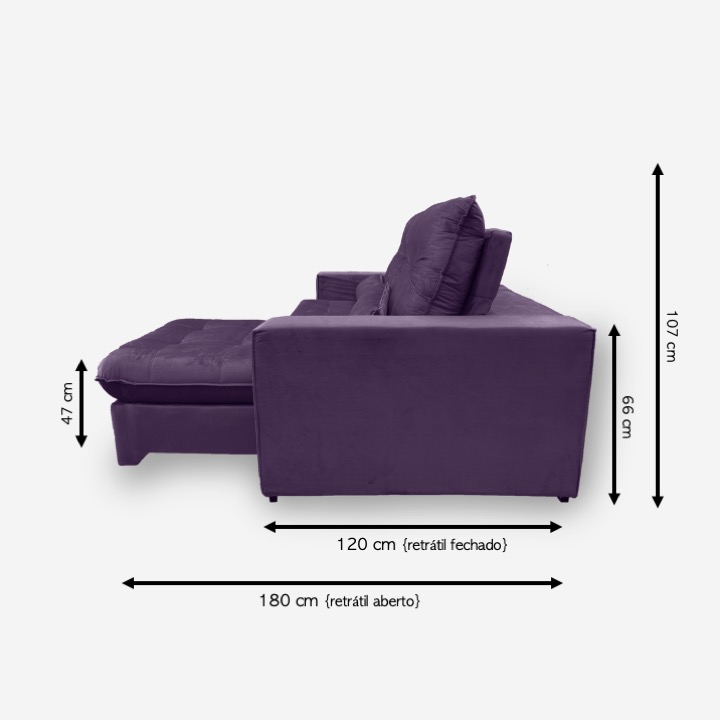 Sofá Atlanta 2 Lugares 1,70 metros Veludo - 25 Roxo