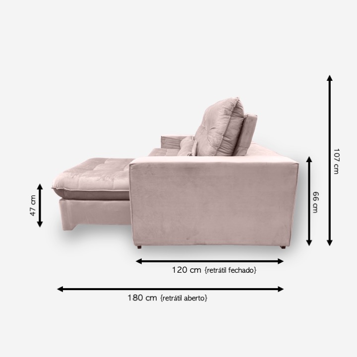 Sofá Atlanta 2 Lugares 1,90 metros Veludo - 14 Rose