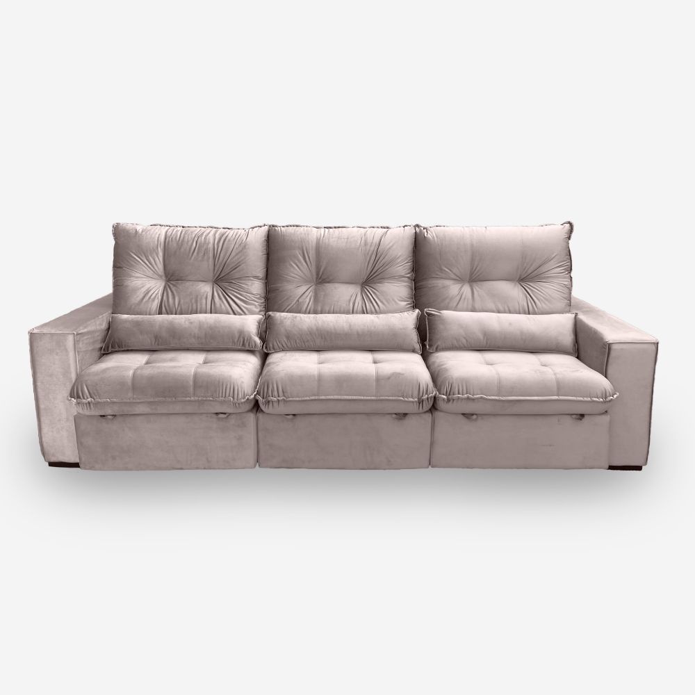 Sofá Atlanta 5 Lugares 2,60 metros Veludo - 14 Rose