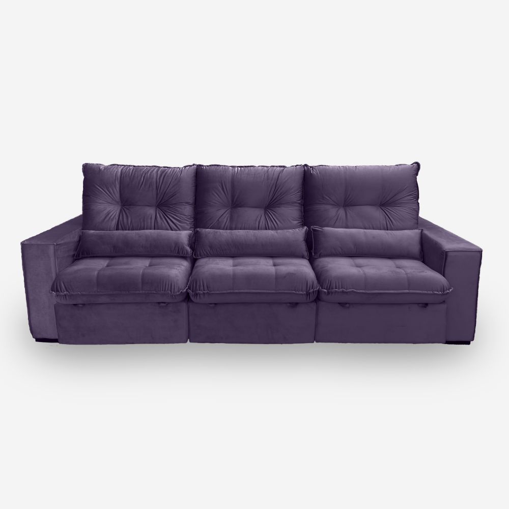 Sofá Atlanta 6 Lugares 2,90 metros Veludo - 25 Roxo