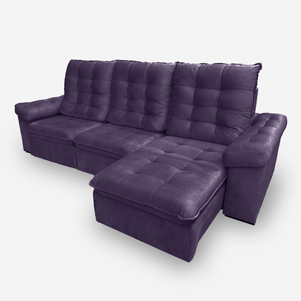 Sofá LION 5 Lugares 2,60 metros Veludo - 25 Roxo