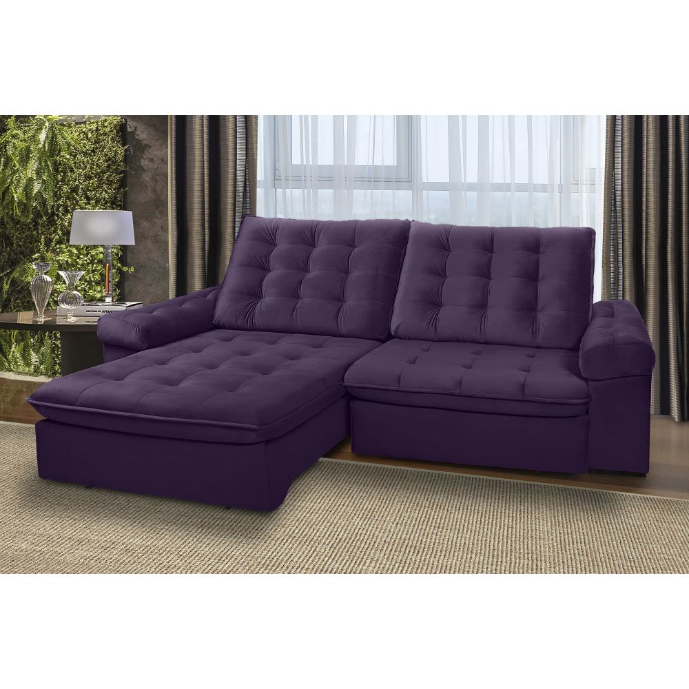 Sofá LION 5 Lugares 2,70 metros Veludo - 25 Roxo