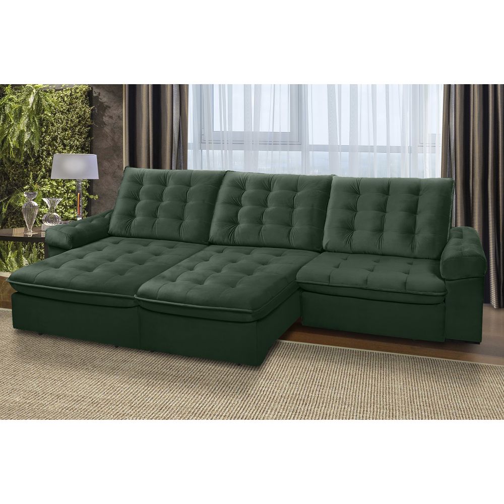 Sofá LION 6 Lugares 2,90 metros Veludo - 11 Verde Bandeira