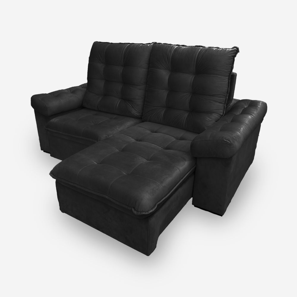 Sofá LION 6 Lugares 2,90 metros Veludo - 13 Preto