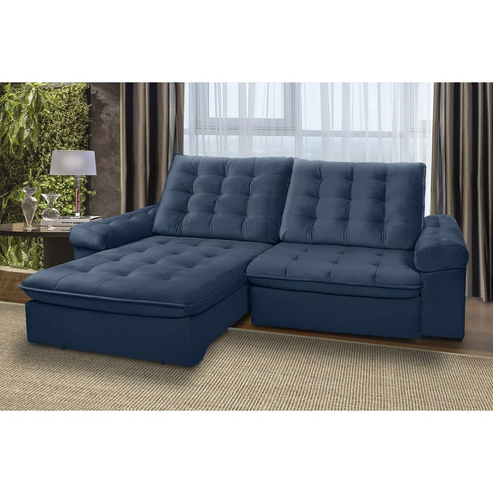 Sofá LION 6 Lugares 2,90 metros Veludo - 24 Azul Marinho