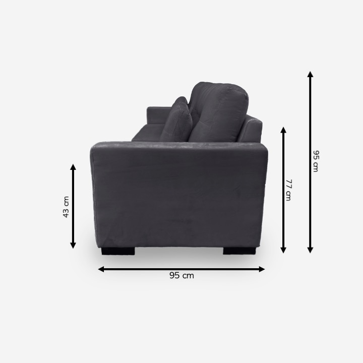 Sofá Living IDEA 2 Lugares 1,50 metros Veludo - 10 Cinza Grafite