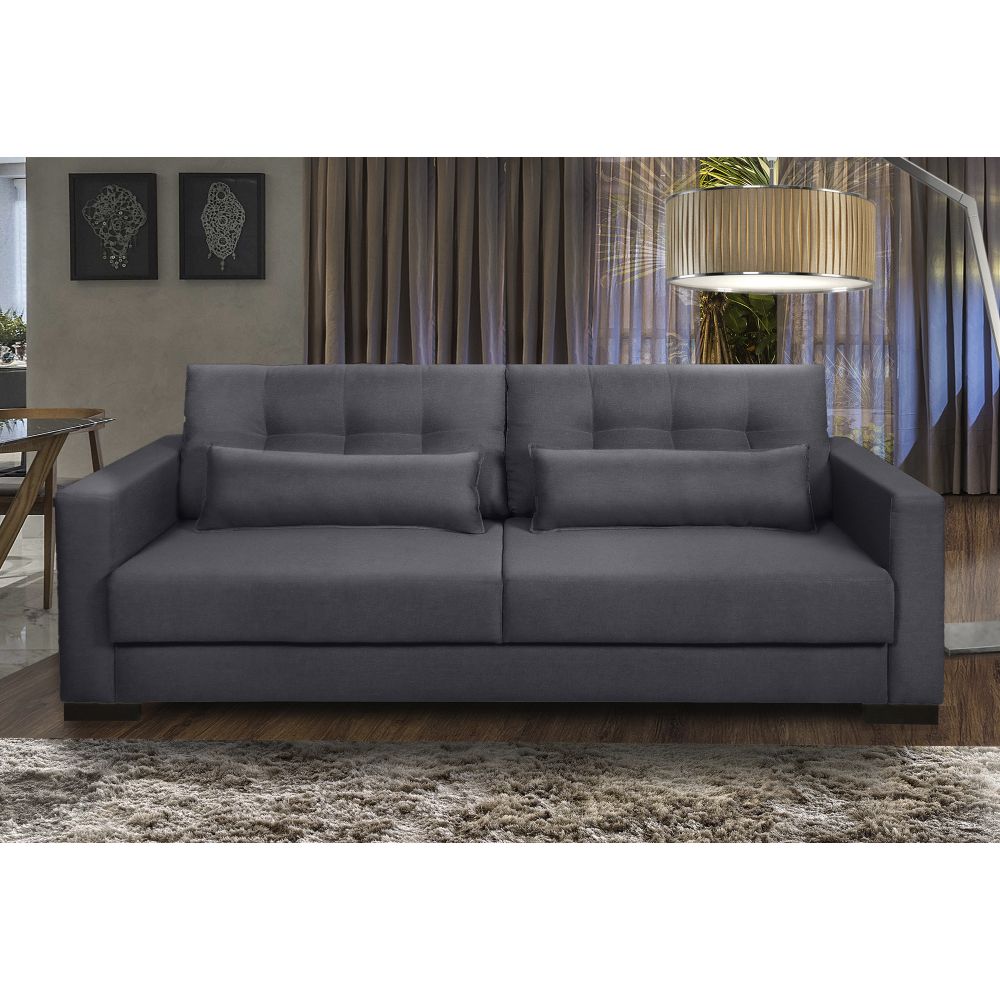 Sofá Living IDEA 2 Lugares 1,70 metros Veludo - 10 Cinza Grafite
