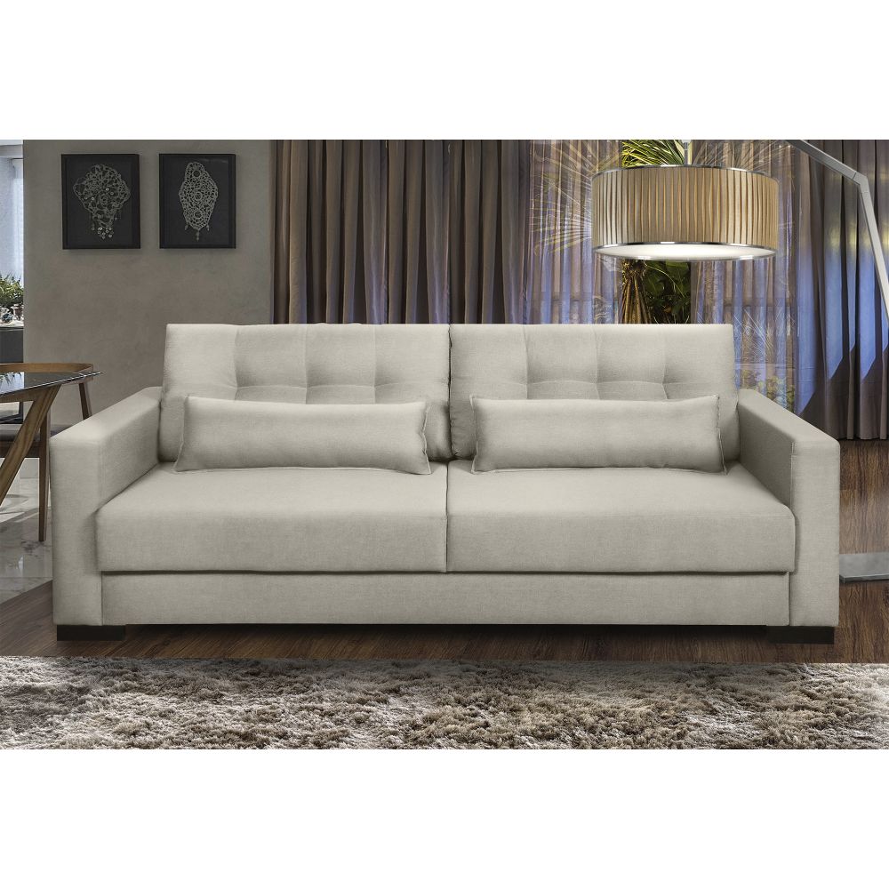 Sofá Living IDEA 3 Lugares 2,00 metros Veludo - 02 Bege