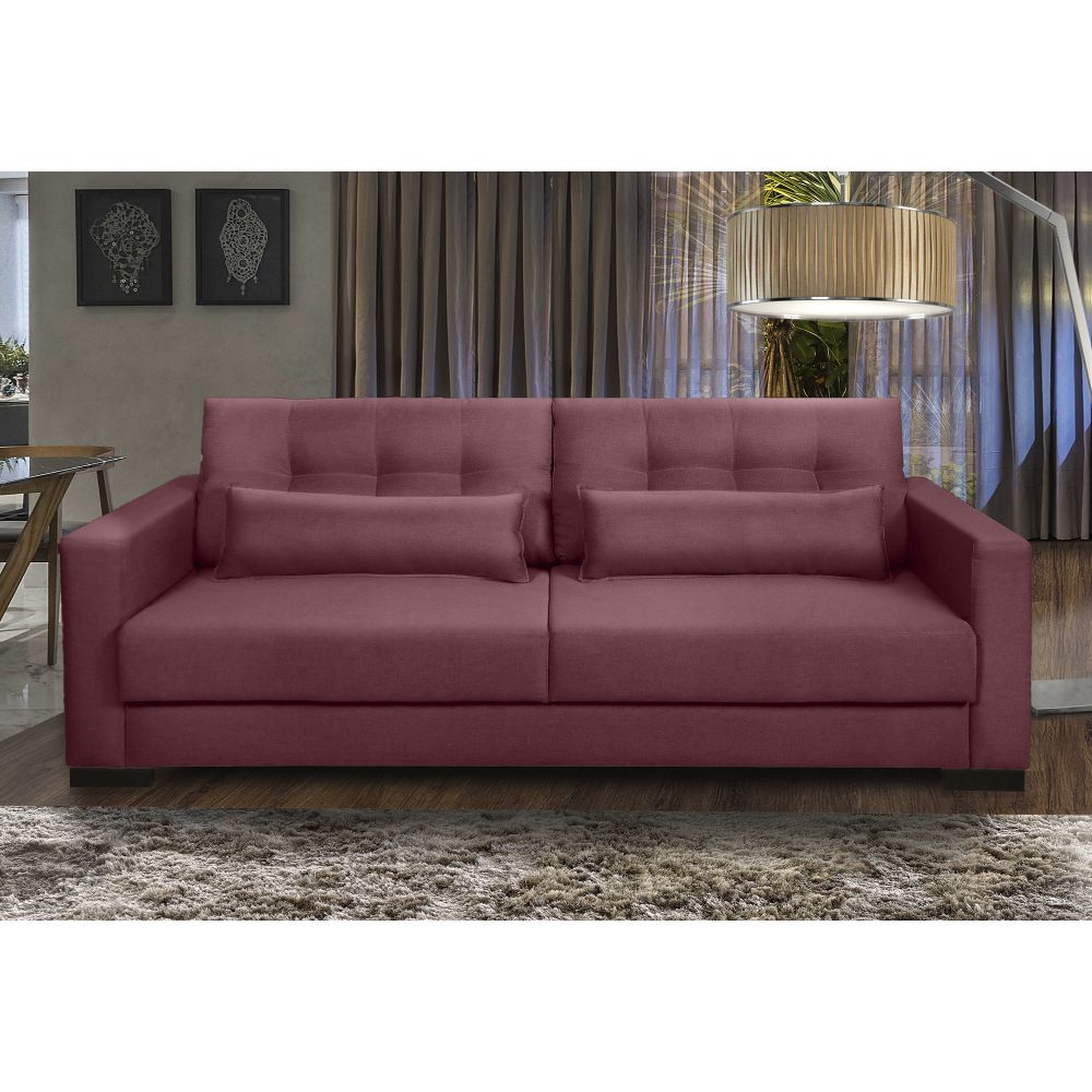 Sofá Living IDEA 3 Lugares 2,00 metros Veludo - 22 Bordo