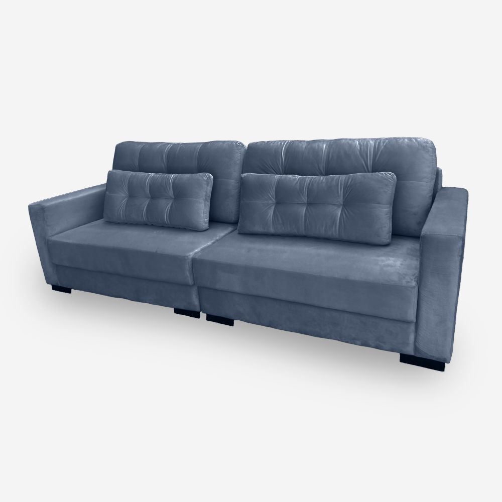 Sofá Living IDEA 3 Lugares 2,00 metros Veludo - 24 Azul Marinho