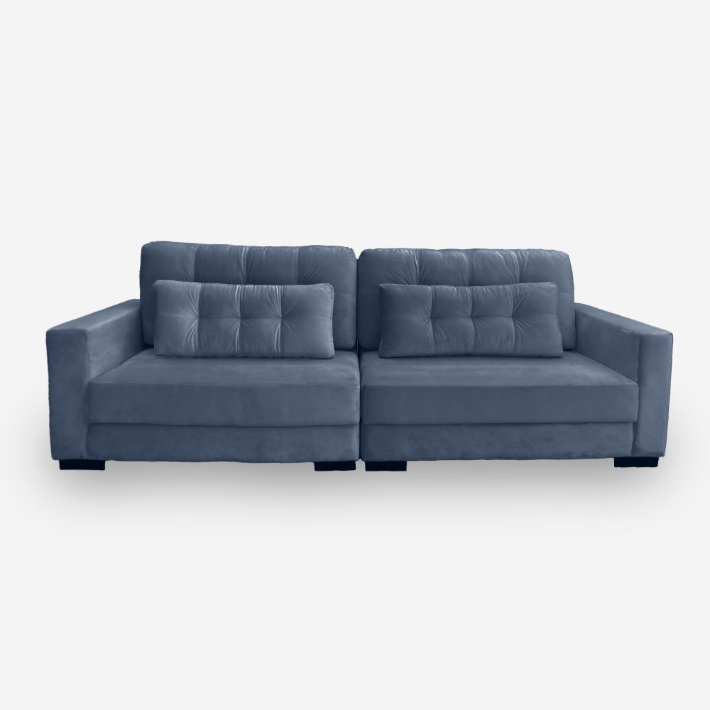 Sofá Living IDEA 3 Lugares 2,00 metros Veludo - 24 Azul Marinho
