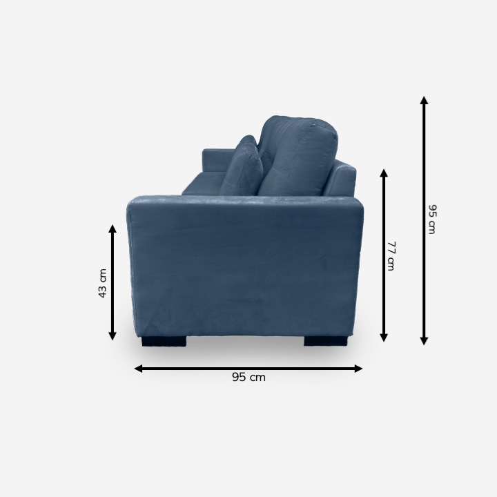 Sofá Living IDEA 3 Lugares 2,00 metros Veludo - 24 Azul Marinho