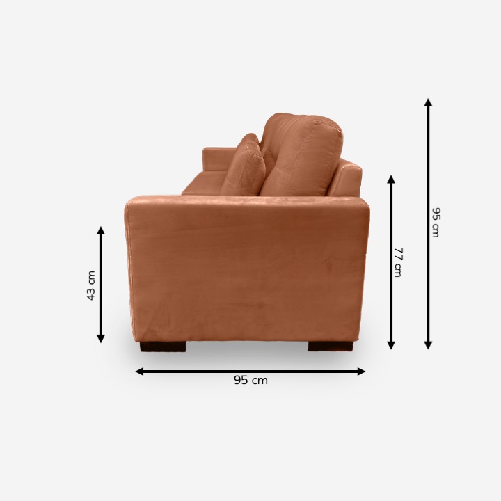 Sofá Living IDEA 6 Lugares 2,80 metros Veludo - 20 Terracota