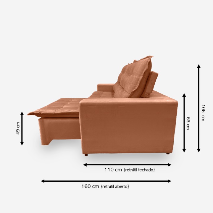 Sofá MOSCOW 4 Lugares 2,50 metros Veludo - 20 Terracota