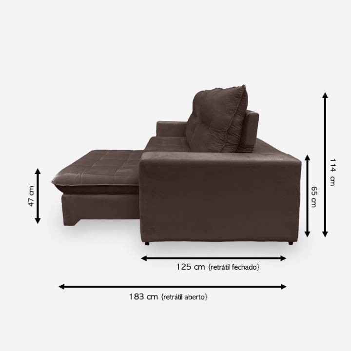 Sofá ONIX 6 Lugares 2,90 metros Veludo - 17 Chocolate